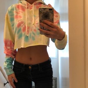 🌈 TIE-DYE F21 CROPPED HOODIE 🌈